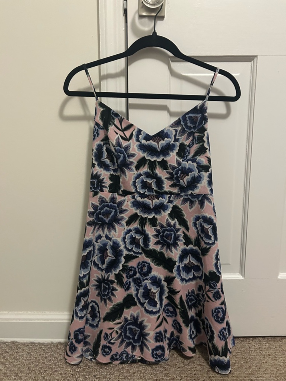 Show Me Your MuMu Pink Floral Minidress with Navy Accents